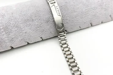 دستبند رولکس مردانه نقره ای پلاک دار