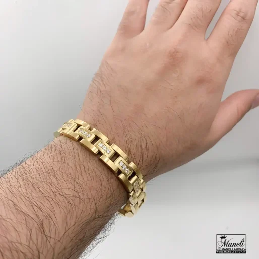 خرید دستبند رولکس نگین دار پهن طلایی