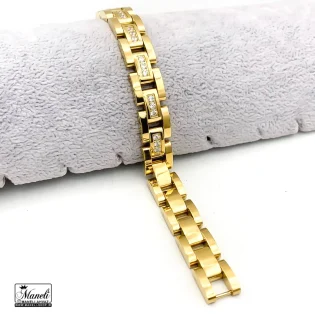 دستبند رولکس نگین دار پهن طلایی - کیفیت درجه یک 14030169