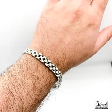 خرید دستبند رولکس باریک سیلور
