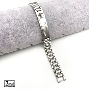 دستبند رولکس مردانه نقره ای پلاک دار 14020145