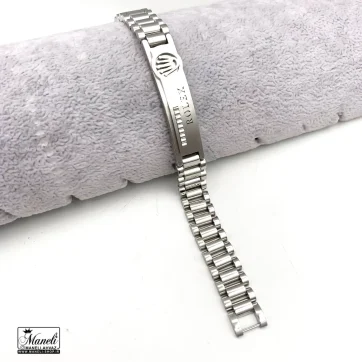 دستبند رولکس مردانه نقره ای پلاک دار 14020145