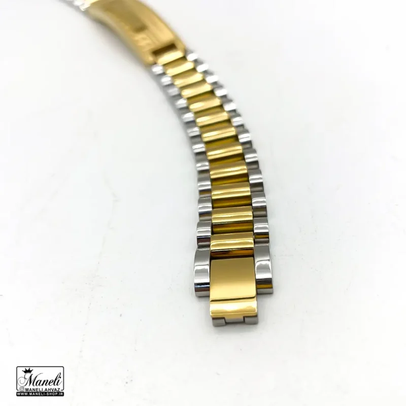 خرید دستبند مردانه استیل رولکس دورنگ