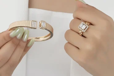 جدیدترین ست دستبند و انگشتر زنانه پهن برند ژوپینگ