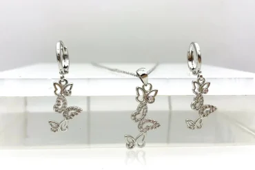 نیم ست پروانه رنگ سیلور برند YSX