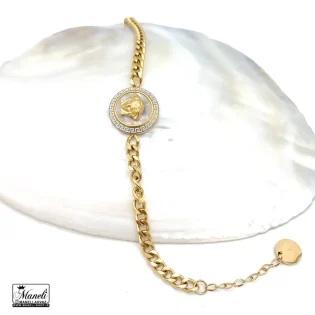 دستبند ورساچه زنانه طلایی استیل