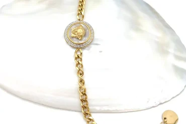 دستبند ورساچه زنانه طلایی استیل