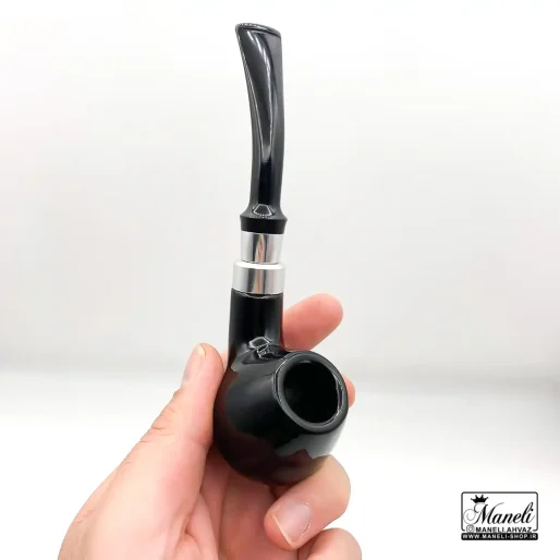 خرید پیپ چوبی با حلقه نقره ای capitan balck مشکی