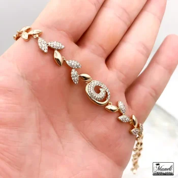 قیمت دستبند ژوپینگ طرح گل و برگ نگین دار