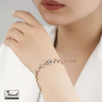 دستبند ژوپینگ طرح گل و برگ نگین دار