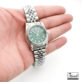 خرید ساعت رولکس زنانه نقره‌ای با صفحه سبز