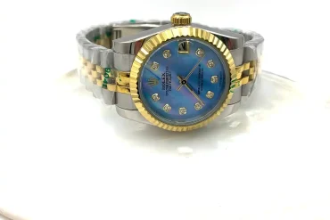 ساعت رولکس زنانه با صفحه آبی روشن صدفی 14030246