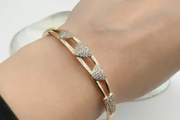 دستبند ژوپینگ النگویی قلبی نگین دار