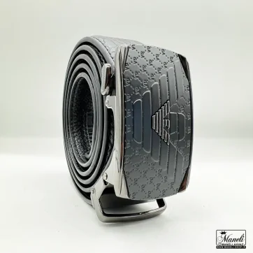 خرید کمربند ریلی چرم سگک مشکی امپریوآرمانی