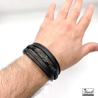 دستبند چرم طرح برگ مردانه: شیک و باکیفیت 14030461