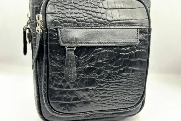 کیف رودوشی چرم کروکودیلی مشکی