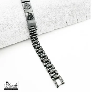خرید دستبند رولکس مشکی مردانه پلاک دار