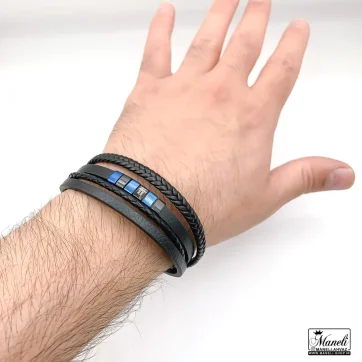 دستبند چرم مردانه مونت بلنک چهار ردیفه