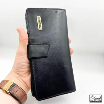 کیف پولی مردانه چرم بلند مشکی