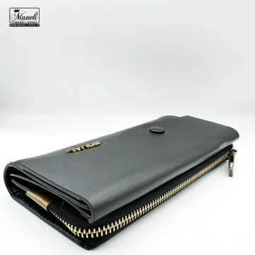 کیف پولی چرم زیپدار مشکی