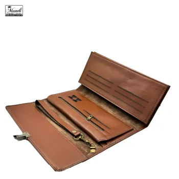 کیف پاسپورتی چرم بندک‌دار | قرمز ، مشکی و عسلی 14030383 - Image 6