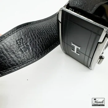 کمربند ریلی چرم مردانه با لوگوی H - سانت 130