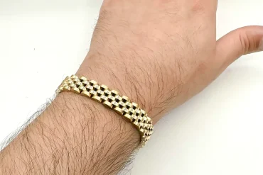 دستبند رولکس مردانه طلایی | 10 میل | رنگ ثابت