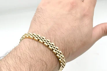 دستبند رولکس طلایی باریک | 7میل | استیل رنگ ثابت 14030404