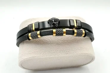 دستبند چرم ورساچه مردانه دو ردیفه 14030462