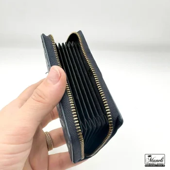 خرید جاکارتی زیپ دار چرم طرح لویی ویتون آبی استقلالی