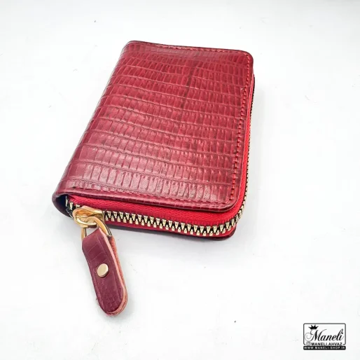 جاکارتی زیپ دار چرم کروکدیلی قرمز