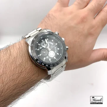 ساعت مردانه الگانس نقره‌ای با قاب مشکی