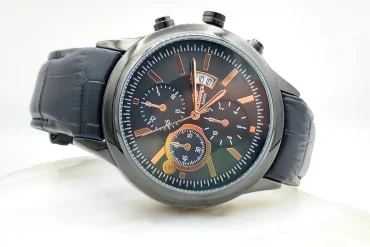 ساعت مردانه بند چرم تمام مشکی