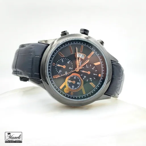 ساعت مردانه بند چرم تمام مشکی