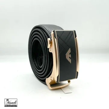 کمربند ریلی چرم با سگک امپریوآرمانی | مشکی 14030487