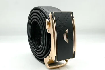 کمربند ریلی چرم با سگک امپریوآرمانی | مشکی 14030487