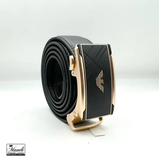 کمربند ریلی چرم با سگک امپریوآرمانی | مشکی 14030487