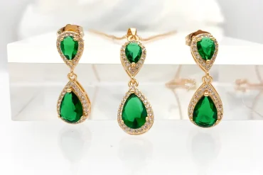 نیم ست نگین سبز زنانه