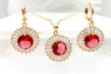 نیم ست نگین قرمز خوش جلوه ysx | رنگ ثابت 140304112