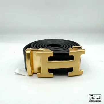 خرید و قیمت کمربند ریلی چرم با سگک H رنگ طلایی