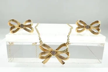 نیم ست طرح پاپیون استیل | رنگ ثابت | طلایی 14030564