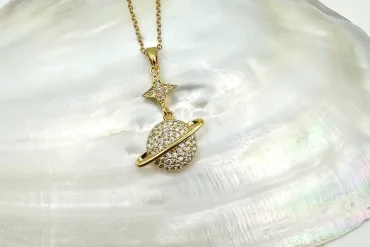 گردنبند زحل نگینی | استیل | رنگ ثابت 14030557