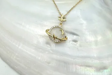 گردنبند کهکشانی ماه و ستاره | رنگ ثابت | ارزان 14030541