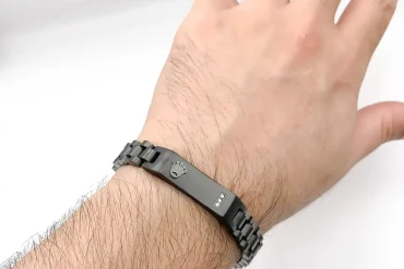 دستبند رولکس مشکی پلاک دار کلاسیک | استیل 14030612