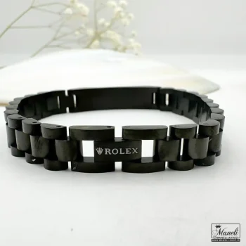 قیمت دستبند رولکس مشکی پلاک دار کلاسیک | استیل