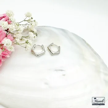 گوشواره حلقه ای نقره ای سه ضلعی ژوپینگ