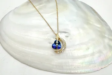 گردنبند قلب آبی و ماه نگینی | استیل | رنگ ثابت 14030558