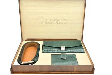 ُست کیف و کمربند چرم زنانه کلاسیک | رنگ سبز و عسلی 14030627