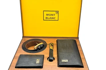 ست کیف و کمربند چرم طبیعی مردانه مونت بلانک | لاکچری | چهارتیکه 14030628