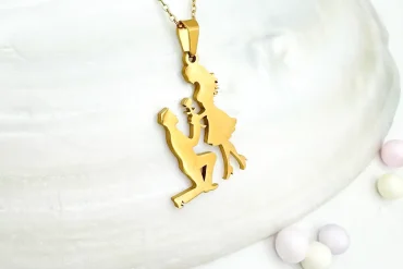 گردنبند عاشقانه دختر پسر استیل | رنگ ثابت 14030586